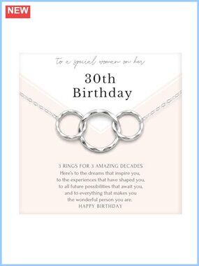 14K Gold Plated Sterling Silver 3 Interlocking Rings Birthday Necklace 16+2"